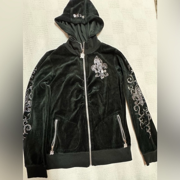 BCBGMaxAzria Y2K Black Rhinestone Bomber Jacket - Picture 6 of 15